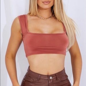 Rust Soft Touch Square Neck Crop Top